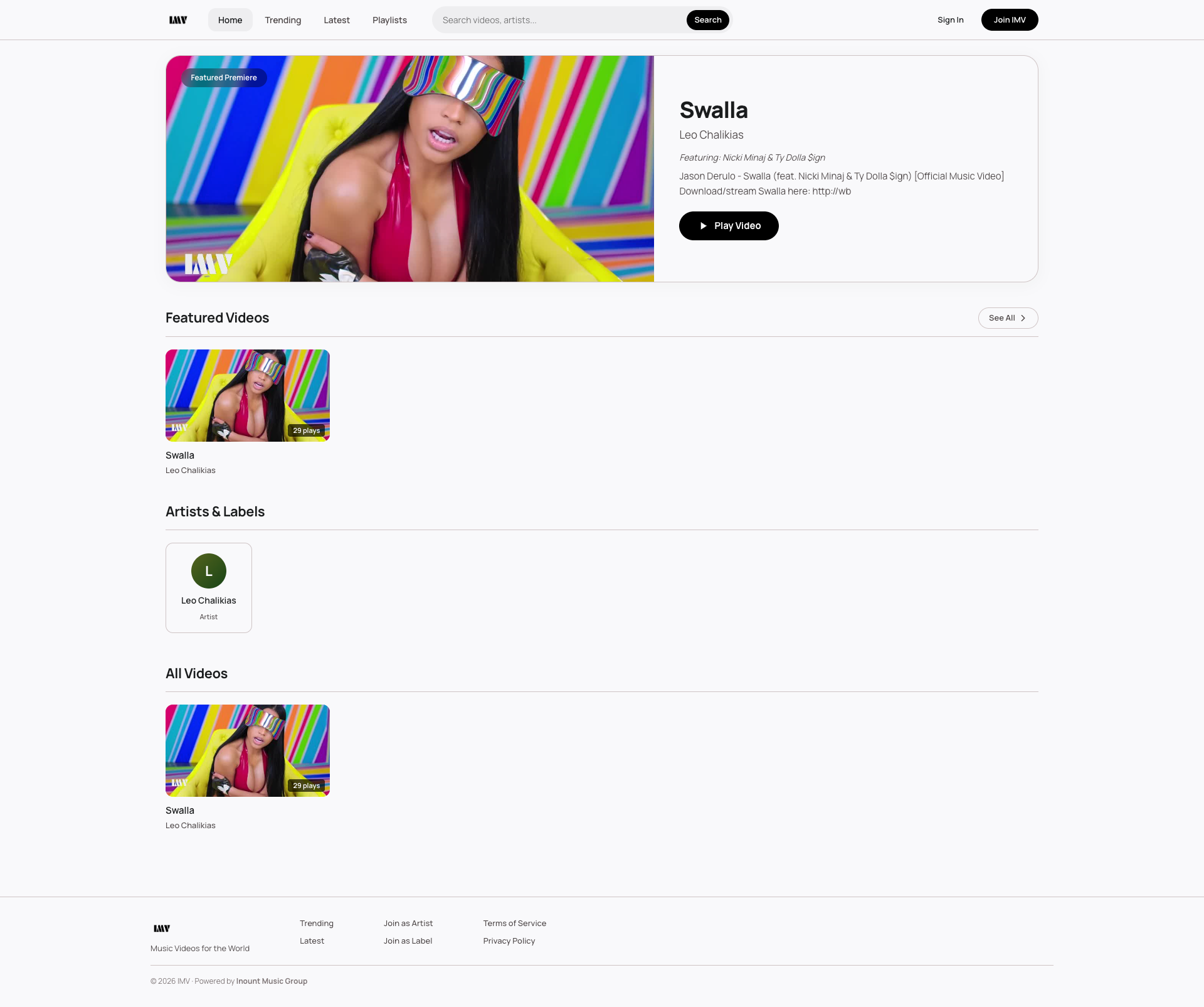 IMV music video platform